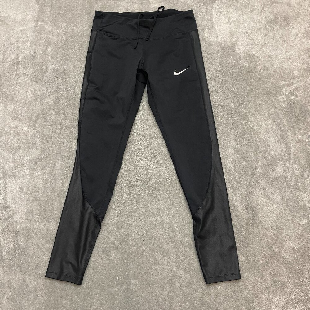 Nike Women's Power Dri-FIT Full-Length Running Tight Triple Black Sz Small